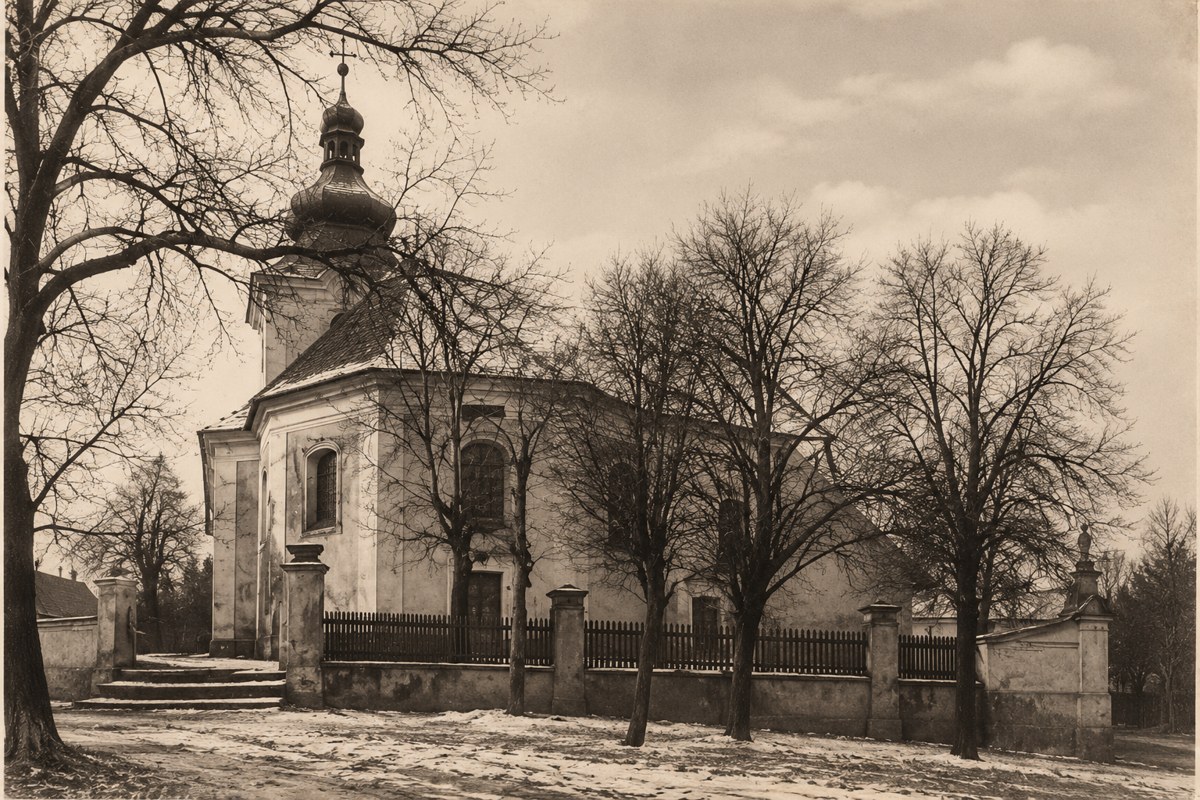 Stylizovaný historický pohled na kostel v Želči